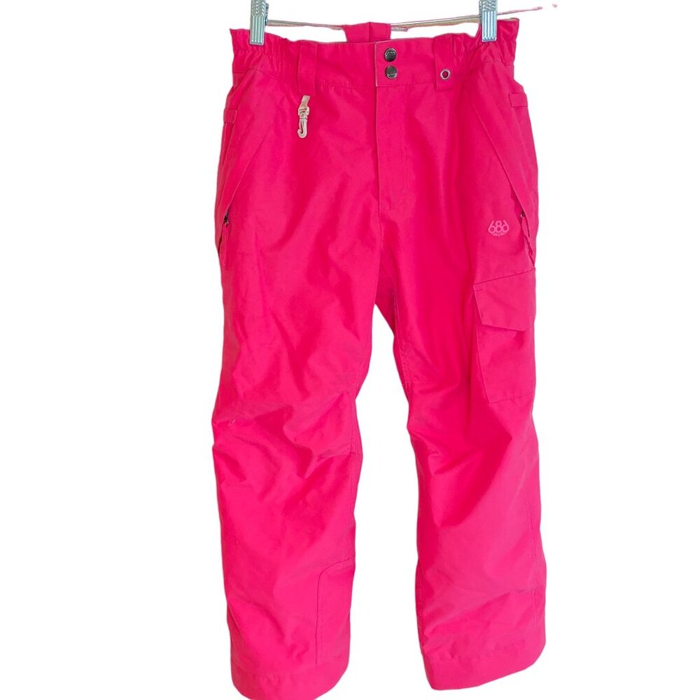 686 Girls Youth infinity Medium Cargo Snow Ski Pants Pink Insulated - Picture 12 of 16